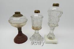 Lot of Antique Old Victorian Oil Lamp Hurricane Clear Glass Bodies Parts