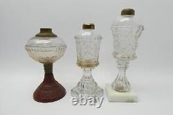 Lot of Antique Old Victorian Oil Lamp Hurricane Clear Glass Bodies Parts