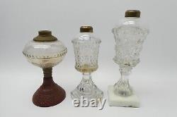 Lot of Antique Old Victorian Oil Lamp Hurricane Clear Glass Bodies Parts