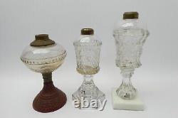 Lot of Antique Old Victorian Oil Lamp Hurricane Clear Glass Bodies Parts