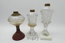 Lot of Antique Old Victorian Oil Lamp Hurricane Clear Glass Bodies Parts