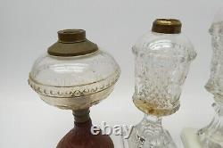 Lot of Antique Old Victorian Oil Lamp Hurricane Clear Glass Bodies Parts