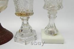 Lot of Antique Old Victorian Oil Lamp Hurricane Clear Glass Bodies Parts