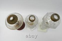 Lot of Antique Old Victorian Oil Lamp Hurricane Clear Glass Bodies Parts