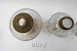 Lot of Antique Old Victorian Oil Lamp Hurricane Clear Glass Bodies Parts