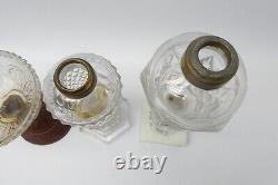 Lot of Antique Old Victorian Oil Lamp Hurricane Clear Glass Bodies Parts