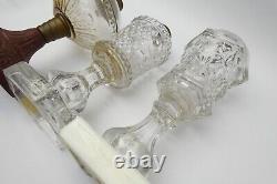 Lot of Antique Old Victorian Oil Lamp Hurricane Clear Glass Bodies Parts