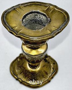 Lovely Antique Kerosene Oil Peg Lamp Diamond & Fan Font with Brass Candlestick