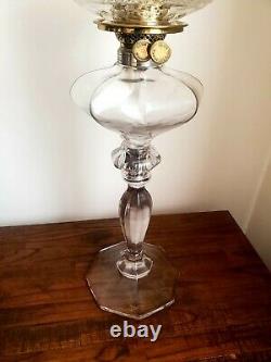 MASSIVE 30 Antique John Wanamaker Victorian Pedestal Cut Glass Oil Banquet Lamp