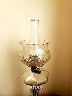 MASSIVE 30 Antique John Wanamaker Victorian Pedestal Cut Glass Oil Banquet Lamp