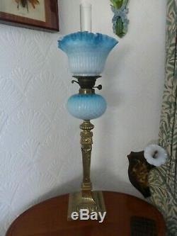 Magnificent English (webb) Antique Airtrap Glass Oil Lamp