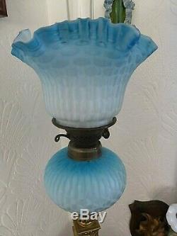 Magnificent English (webb) Antique Airtrap Glass Oil Lamp