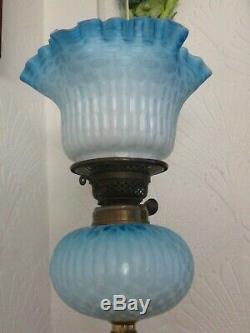 Magnificent English (webb) Antique Airtrap Glass Oil Lamp