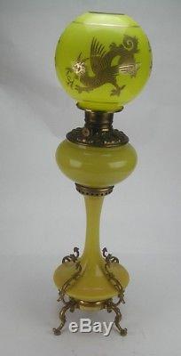 Magnificent Victorian Banquet Oil Lamp with Griffin Shade