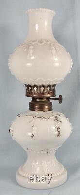 Maltese Cross Miniature Oil Lamp Kerosene Eagle Mfg W Va Milk Glass 1894 Antique