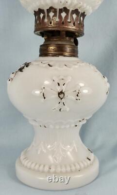 Maltese Cross Miniature Oil Lamp Kerosene Eagle Mfg W Va Milk Glass 1894 Antique