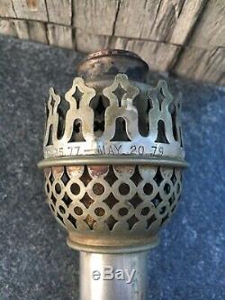 Manhattan Brass Antique Student Lamp Oil Complete and Orginal w Macbeth Pearl