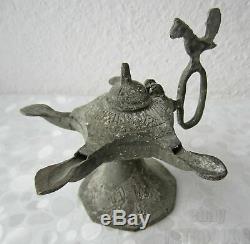 Medieval Islamic ornate Bronze Oil Lamp with bird