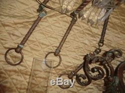 Mid 1800s Antique Electrified Victorian Oil Lamp Chandelier