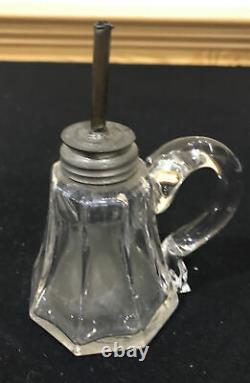 Miniature Boston Sandwich Whale Oil Finger Lamp Eight Panel Pattern Applied