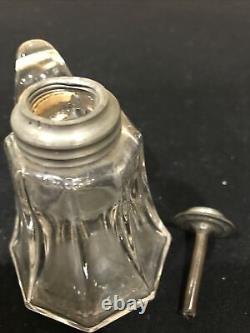 Miniature Boston Sandwich Whale Oil Finger Lamp Eight Panel Pattern Applied