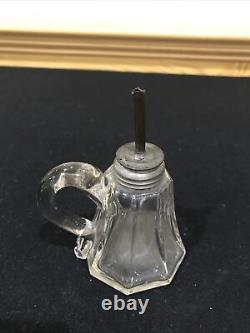 Miniature Boston Sandwich Whale Oil Finger Lamp Eight Panel Pattern Applied