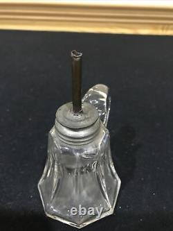 Miniature Boston Sandwich Whale Oil Finger Lamp Eight Panel Pattern Applied