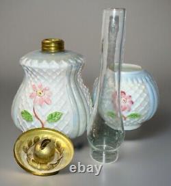 Miniature GWTW Oil Kerosene Lamp Smith 1 #232 Flowers and Lattice Blue and Pink
