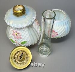 Miniature GWTW Oil Kerosene Lamp Smith 1 #232 Flowers and Lattice Blue and Pink