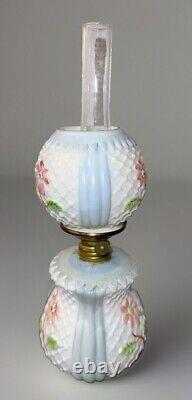 Miniature GWTW Oil Kerosene Lamp Smith 1 #232 Flowers and Lattice Blue and Pink