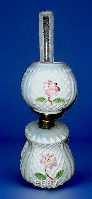 Miniature GWTW Oil Kerosene Lamp Smith 1 #232 Flowers and Lattice Blue and Pink