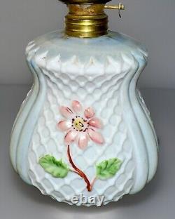 Miniature GWTW Oil Kerosene Lamp Smith 1 #232 Flowers and Lattice Blue and Pink