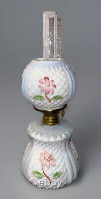 Miniature GWTW Oil Kerosene Lamp Smith 1 #232 Flowers and Lattice Blue and Pink