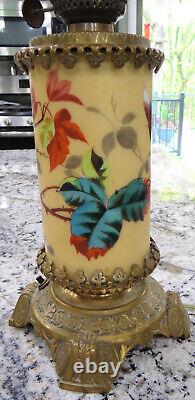 Moehring Blackberry Butterfly Oil Glass Bronze Lamp Arts Crafts Antique RARE