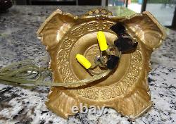 Moehring Blackberry Butterfly Oil Glass Bronze Lamp Arts Crafts Antique RARE