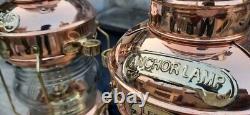 Nautical Antique Copper Brass Anchor Oil Lamp Maritime Ship Lantern Boat Light