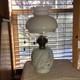Nice Antique Hand Painted 16 1/2 White Lattice GWTW Oil Lamp With Shade & Wick
