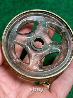 Nice Old Early 1800's All Glass Opium Era Oil Lamp With A Reinforcing Brass Band