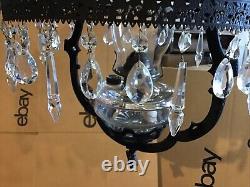 Nice Vintage Hanging Farmhouse 24 Wrought Iron And Glass Oil Lamp Withprisms