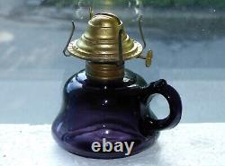 Nice antique deep purple smaller kerosene finger OIL LAMP FREE SHIPPING