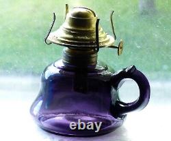 Nice antique deep purple smaller kerosene finger OIL LAMP FREE SHIPPING