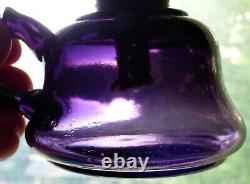 Nice antique deep purple smaller kerosene finger OIL LAMP FREE SHIPPING