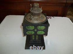 ORIGINAL Antique Bradley & Hubbard Slag Glass and Cast Iron Lamp Base
