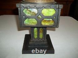 ORIGINAL Antique Bradley & Hubbard Slag Glass and Cast Iron Lamp Base