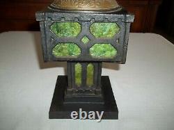 ORIGINAL Antique Bradley & Hubbard Slag Glass and Cast Iron Lamp Base