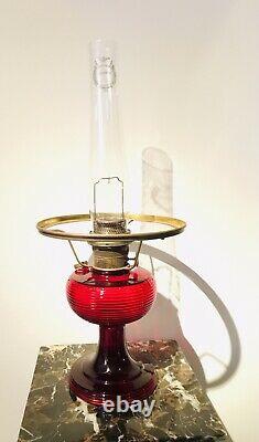 ORIGINAL RUBY RED BEEHIVE ALADDIN LAMP With Shade