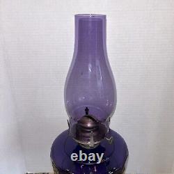Oil Lamp, Early 1900's Vintage Pedestal lamp, Amethyst Purple, irradiated