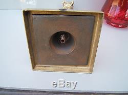 Oil lamp antique Hinks key lift burner brass cranberry tulip shade Tall OL6