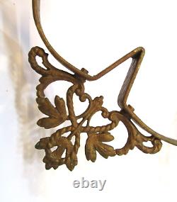 Old 1870's Solid Brass Hanging Kerosene Lamp Large 14 dia Antique Brass Frame