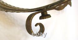 Old 1870's Solid Brass Hanging Kerosene Lamp Large 14 dia Antique Brass Frame